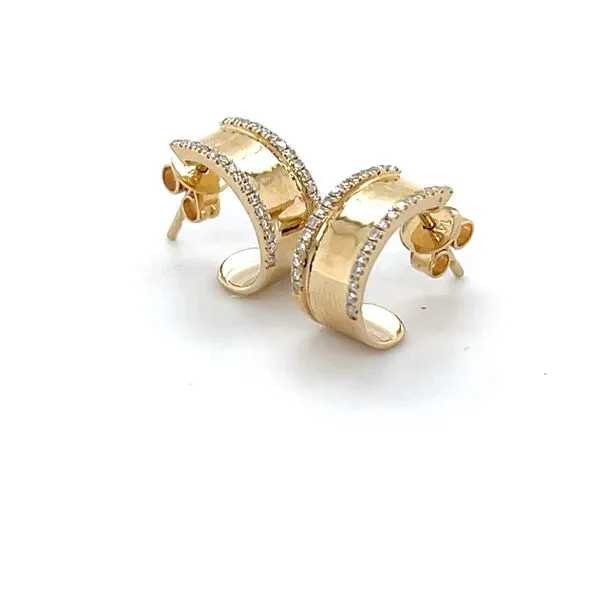 14K Yellow Gold Diamond Hoop Earrings Image 3 Minor Jewelry Inc. Nashville, TN