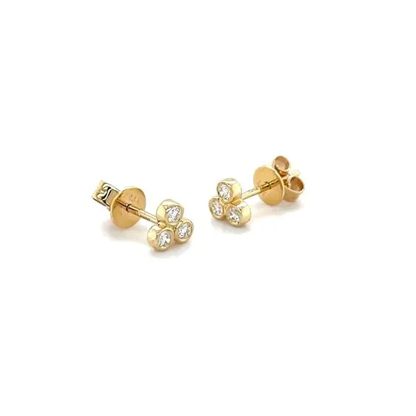 14K Yellow Gold Diamond Bezel Set Stud Earrings Image 2 Minor Jewelry Inc. Nashville, TN