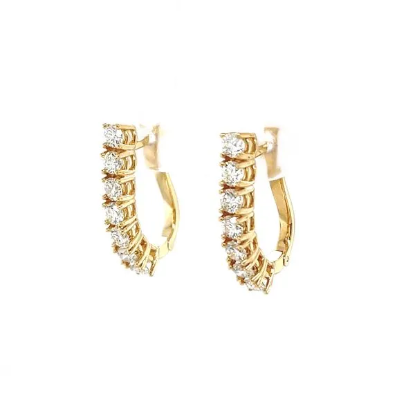14K Yellow Gold Diamond Hoop Earrings Image 2 Minor Jewelry Inc. Nashville, TN