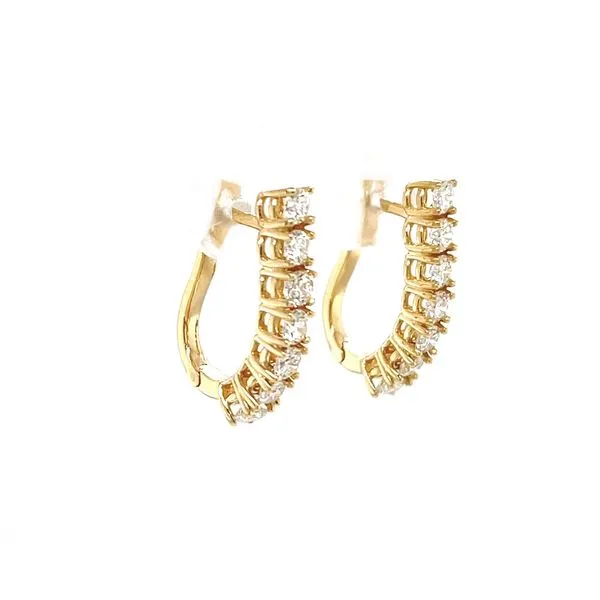 14K Yellow Gold Diamond Hoop Earrings Image 3 Minor Jewelry Inc. Nashville, TN