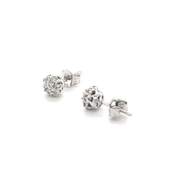 14K White Gold Mined Diamond Stud Earrings Image 3 Minor Jewelry Inc. Nashville, TN