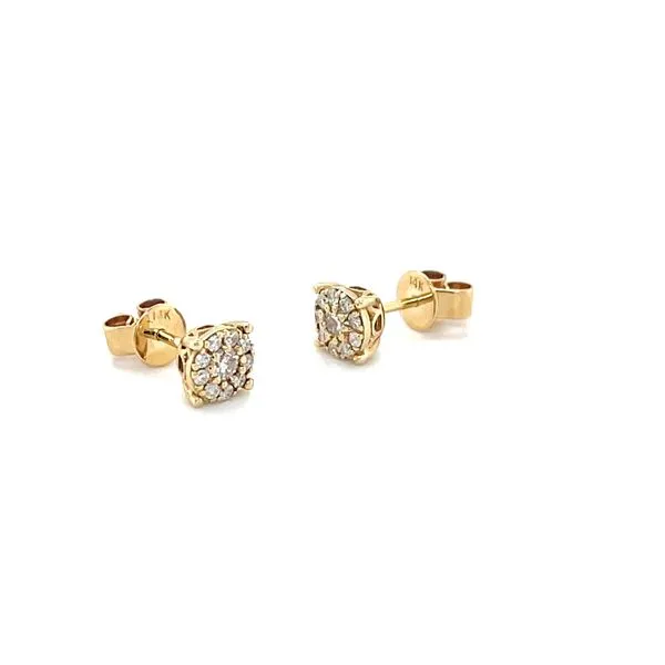 14K Yellow Gold Mined Diamond Stud Earrings Image 2 Minor Jewelry Inc. Nashville, TN