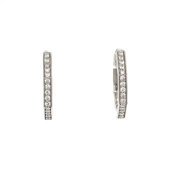 14K White Gold Mined Diamond Octagon Hoop Earrings Minor Jewelry Inc. Nashville, TN