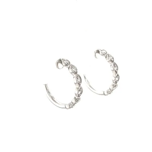14K White Gold Mined Diamond 3/4 Hoop Earrings Image 3 Minor Jewelry Inc. Nashville, TN