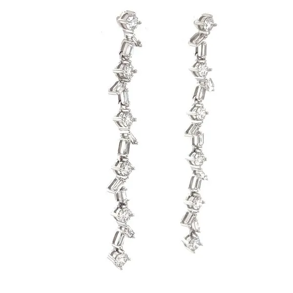 14K White Gold Multi-Cut Diamond Drop Earrings Image 2 Minor Jewelry Inc. Nashville, TN