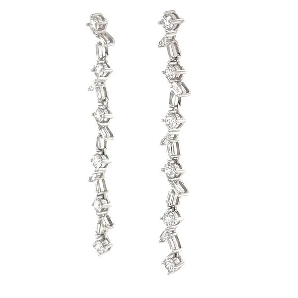 14K White Gold Multi-Cut Diamond Drop Earrings Image 3 Minor Jewelry Inc. Nashville, TN