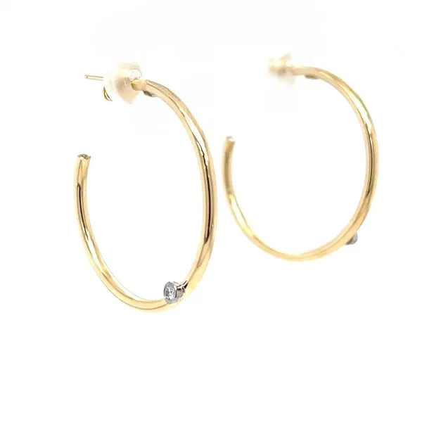 14K Yellow Gold Large Mined Diamond Hoops Image 2 Minor Jewelry Inc. Nashville, TN