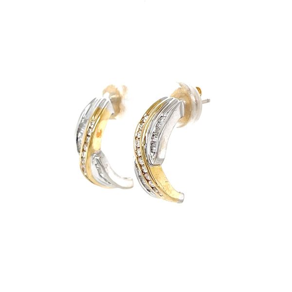 14K Yellow and White Gold Twisted Style Estate Mined Diamond Dangle Earrings Image 2 Minor Jewelry Inc. Nashville, TN