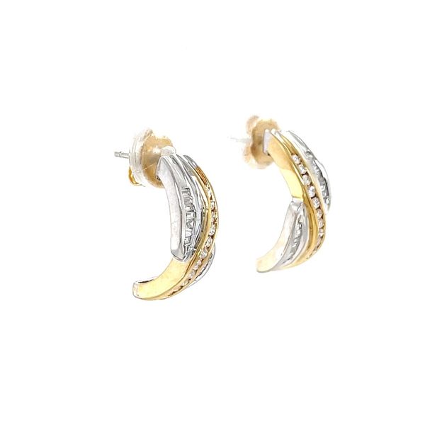 14K Yellow and White Gold Twisted Style Estate Mined Diamond Dangle Earrings Image 3 Minor Jewelry Inc. Nashville, TN