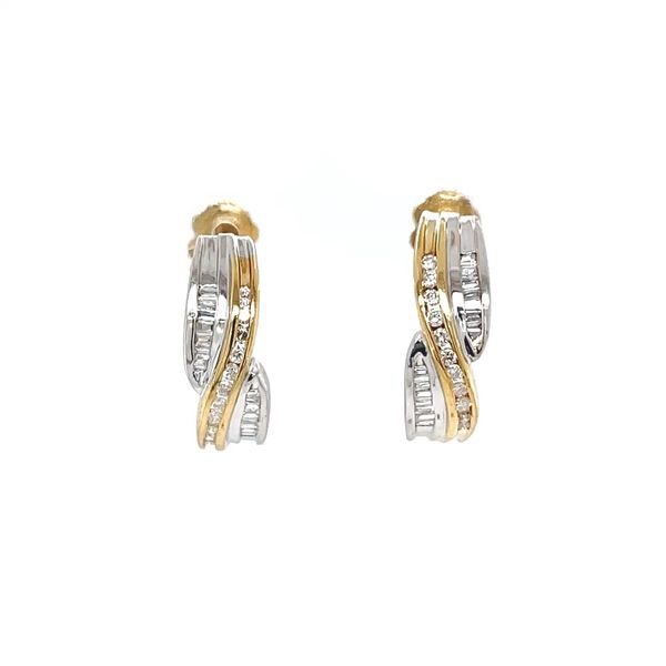 14K Yellow and White Gold Twisted Style Estate Mined Diamond Dangle Earrings Minor Jewelry Inc. Nashville, TN