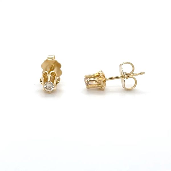 14K Yellow Gold Estate Mined Diamond Stud Earrings Image 2 Minor Jewelry Inc. Nashville, TN
