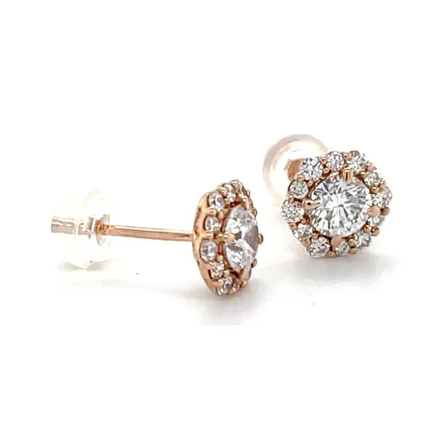 14K Rose Gold Halo Stud Lab Diamond Earrings Image 3 Minor Jewelry Inc. Nashville, TN