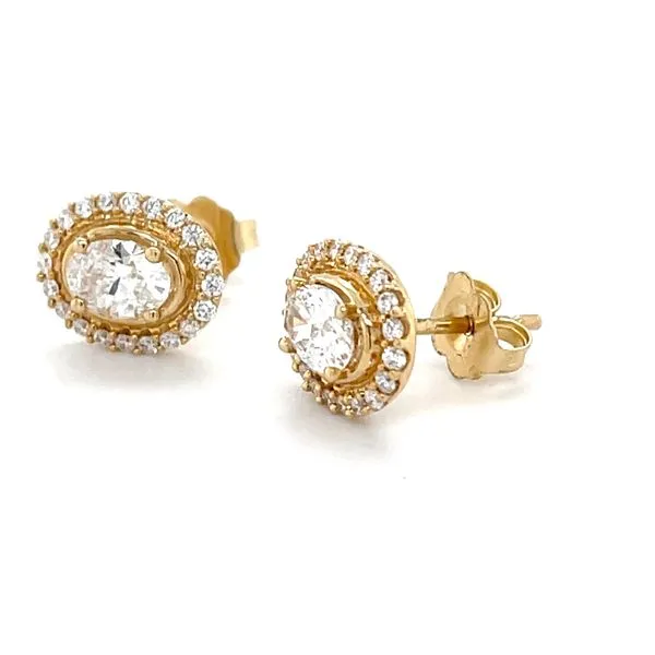 14K Yellow Gold Oval Halo Stud Lab Diamond Earrings Image 2 Minor Jewelry Inc. Nashville, TN