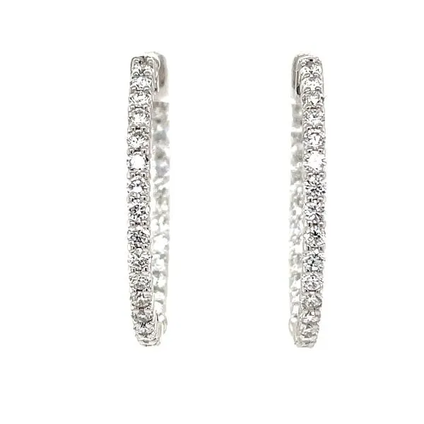 3cttw 14K White Gold Lab Diamond Hoop Earrings Image 2 Minor Jewelry Inc. Nashville, TN