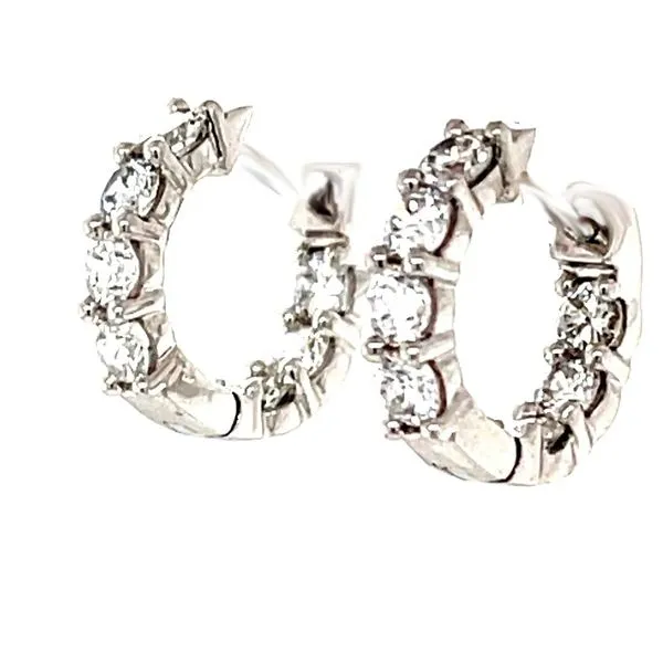 14K White Gold Lab Diamond Inside/Outside 12.5mm. Hinged Huggie Hoop Earrings Minor Jewelry Inc. Nashville, TN