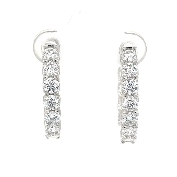 3.00Cttw Sterling Silver Lab Diamond Huggie Hoop Earrings Minor Jewelry Inc. Nashville, TN
