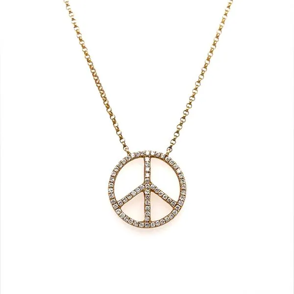 18K Yellow Gold Diamond Peace Sign Pendant Necklace Minor Jewelry Inc. Nashville, TN