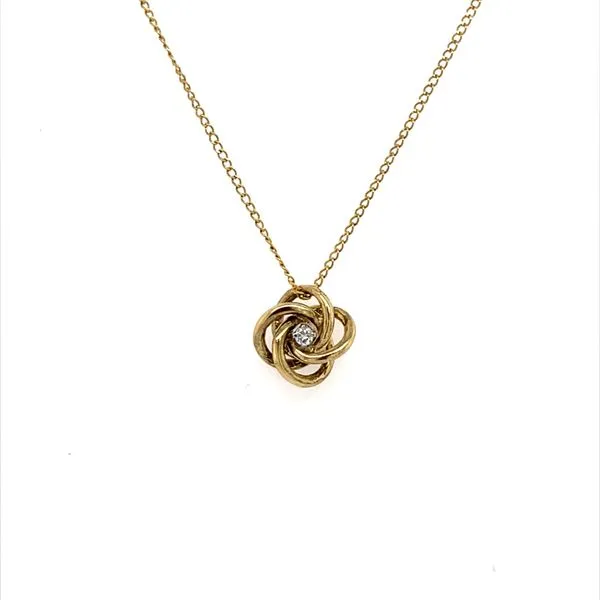 14K Yellow Gold Diamond Flower Pendant Necklace similar item image
