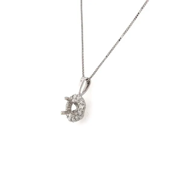 14K White Gold Diamond Semi-Mount Pendant Necklace
