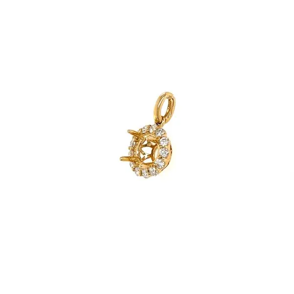14K Yellow Gold Diamond Semi-Mount Halo Pendant