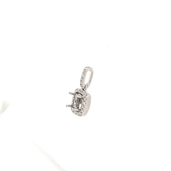 14K White Gold Diamond Semi-Mount Halo Pendant