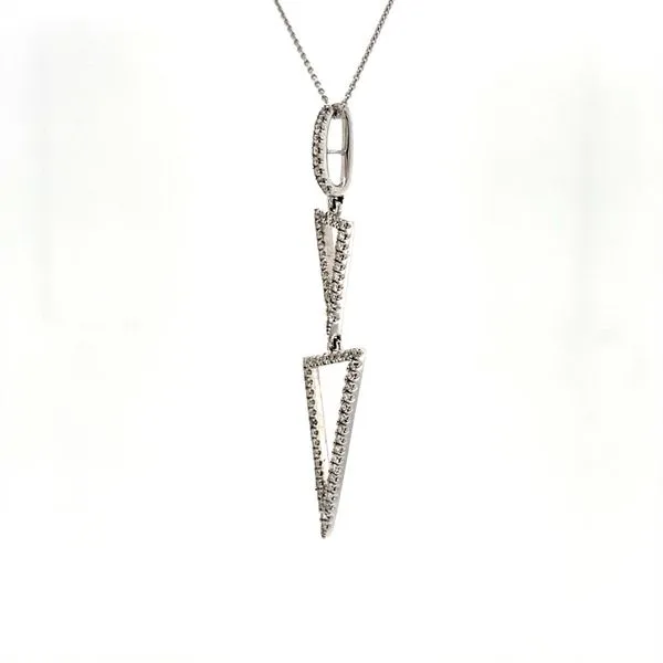 14K White Gold Diamond Triangle Pendant Necklace