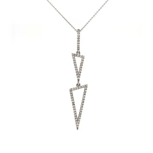 14K White Gold Diamond Triangle Pendant Necklace similar item image