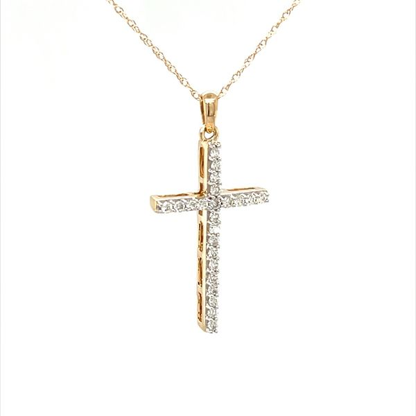 10K Yellow Gold Diamond Cross Pendant Necklace Image 2 Minor Jewelry Inc. Nashville, TN