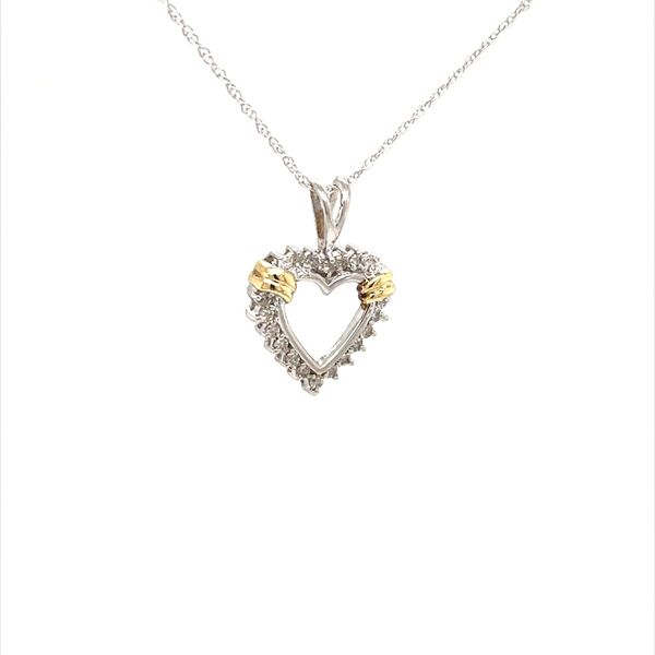 10K Yellow and White Gold Estate Diamond Heart Pendant Necklace Image 2 Minor Jewelry Inc. Nashville, TN