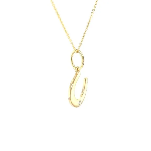14K Yellow Gold Diamond Horseshoe Pendant Necklace Image 2 Minor Jewelry Inc. Nashville, TN
