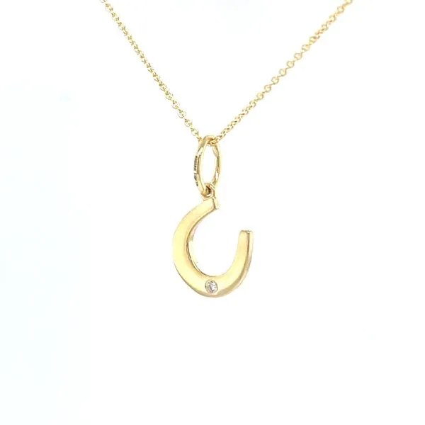 14K Yellow Gold Diamond Horseshoe Pendant Necklace Image 3 Minor Jewelry Inc. Nashville, TN