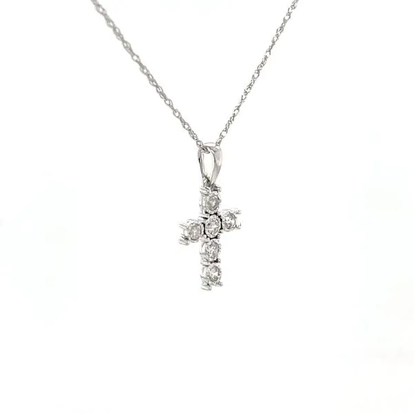 14K White Gold Diamond Cross Pendant Necklace Image 3 Minor Jewelry Inc. Nashville, TN