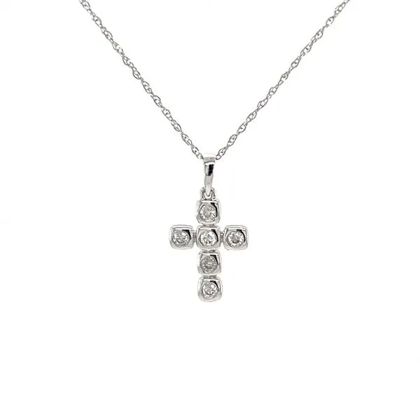 14K White Gold Diamond Cross Pendant Necklace similar item image