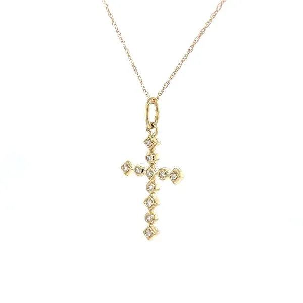 10K Yellow Gold Diamond Cross Pendant Necklace Image 2 Minor Jewelry Inc. Nashville, TN
