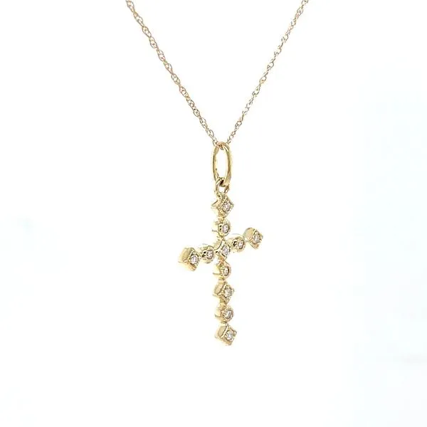 10K Yellow Gold Diamond Cross Pendant Necklace Image 3 Minor Jewelry Inc. Nashville, TN