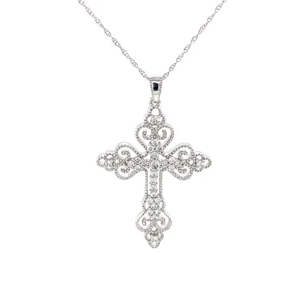 14K White Gold Ornate Mined Diamond Cross Pendant Minor Jewelry Inc. Nashville, TN