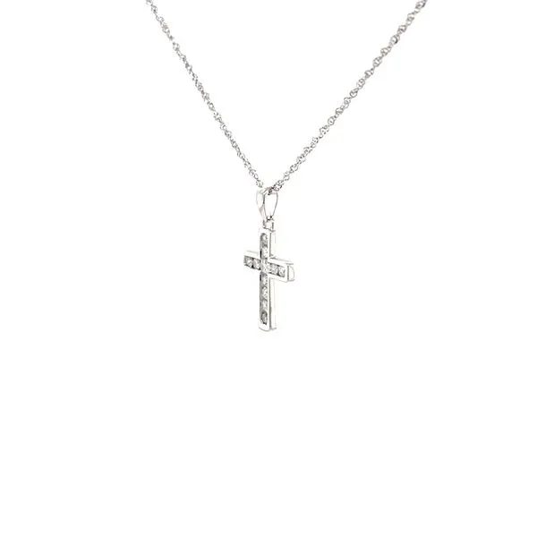 14K White Gold Mined Diamond Cross Pendant Image 2 Minor Jewelry Inc. Nashville, TN