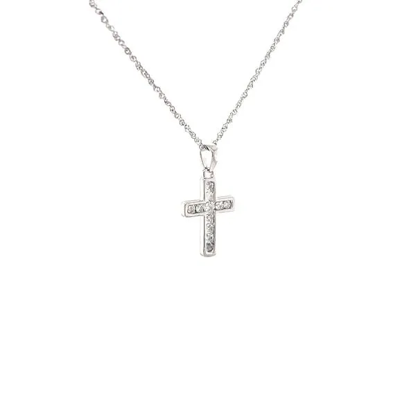 14K White Gold Mined Diamond Cross Pendant Image 3 Minor Jewelry Inc. Nashville, TN