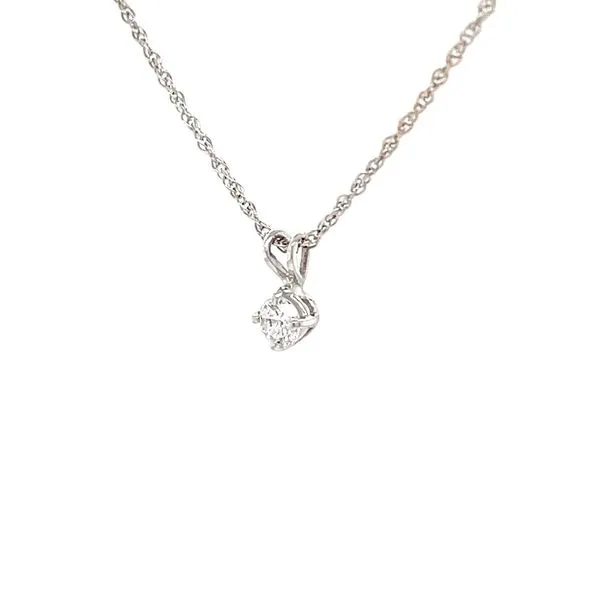 14K White Gold Estate Mined Diamond Pendant Necklace