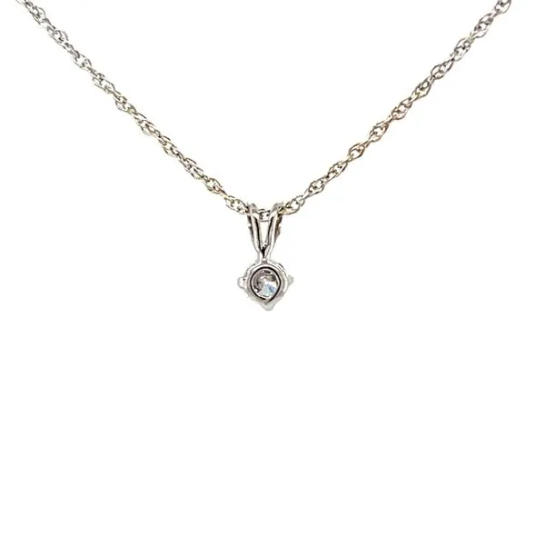 14K White Gold Estate Mined Diamond Pendant Necklace