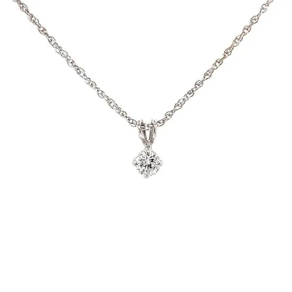 14K White Gold Estate Mined Diamond Pendant Necklace