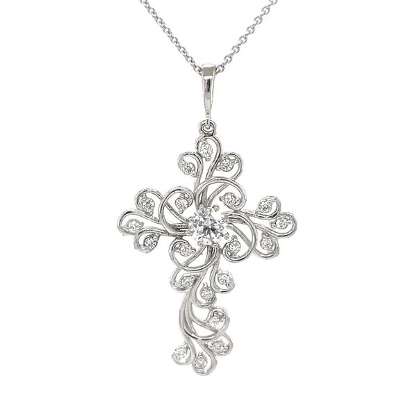 14K White Gold Lab Diamond Filigree Style Cross Pendant Minor Jewelry Inc. Nashville, TN