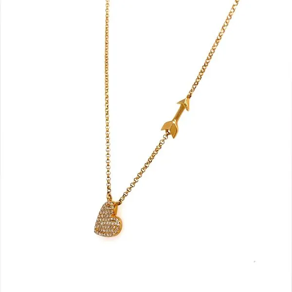 18K Yellow Gold Diamond Heart and Arrow Pendant Necklace Image 2 Minor Jewelry Inc. Nashville, TN