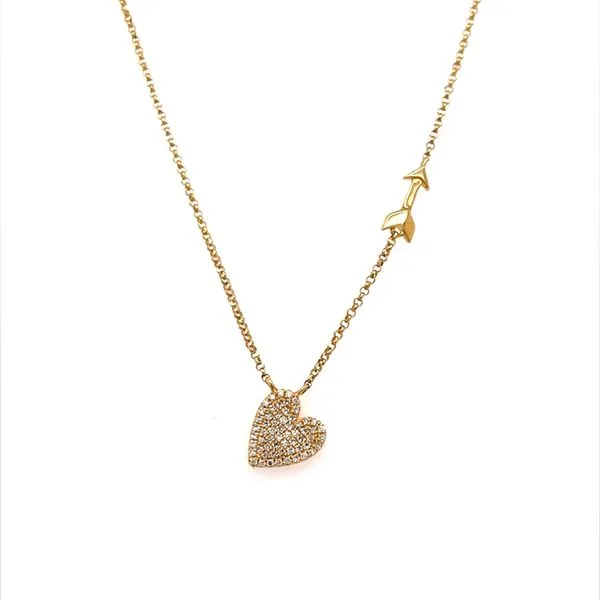 18K Yellow Gold Diamond Heart and Arrow Pendant Necklace Minor Jewelry Inc. Nashville, TN