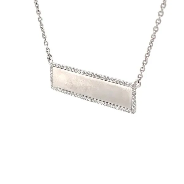 14K White Gold Mined Diamond Bar Necklace