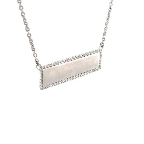 14K White Gold Mined Diamond Bar Necklace