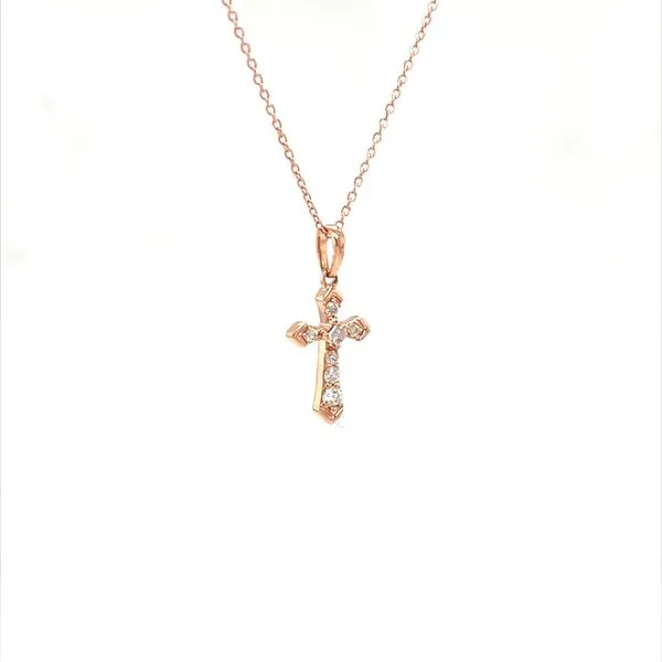 14K Rose Gold Diamond Cross Pendant Necklace Image 2 Minor Jewelry Inc. Nashville, TN