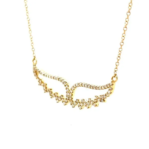 14K Yellow Gold Diamond Wing Pendant Necklace Image 2 Minor Jewelry Inc. Nashville, TN