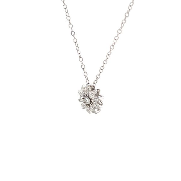 14K White Gold Diamond Sunflower Pendant Necklace Image 2 Minor Jewelry Inc. Nashville, TN