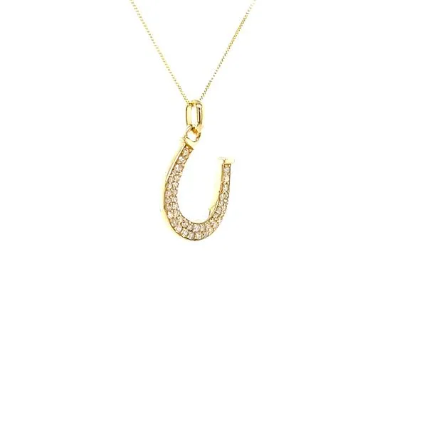 14K Yellow Gold Diamond Horseshoe Pendant Necklace Image 2 Minor Jewelry Inc. Nashville, TN